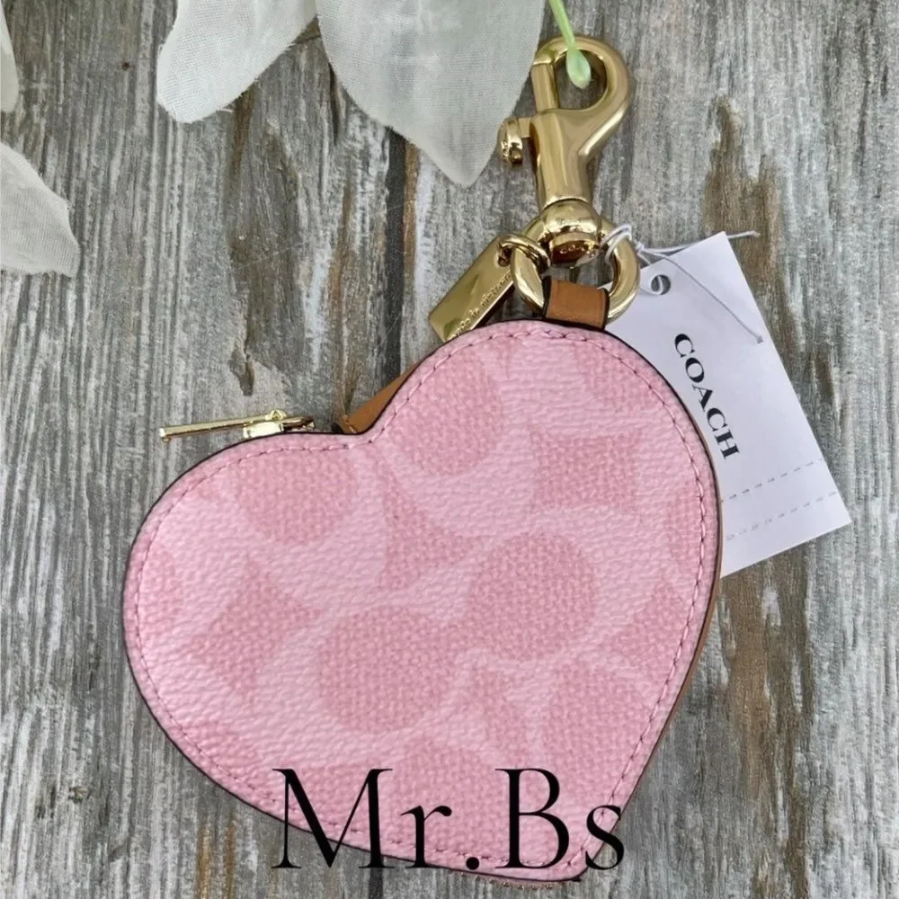 Coach Heart Bag Charm Purse Pouch Powder Pink